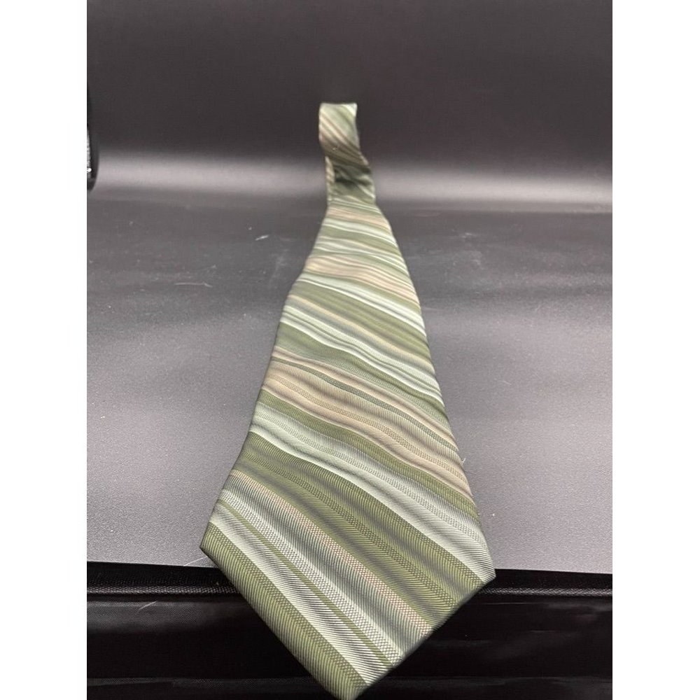 Nubio Collection Exclusivo Green Grey Brown 100% Polyester Men's Tie Length 59 "